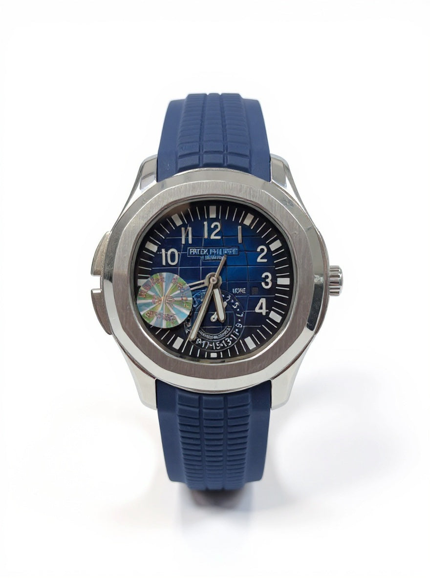 Patek Phlippe Blue Aquanaut-Style Stainless Steel Watch