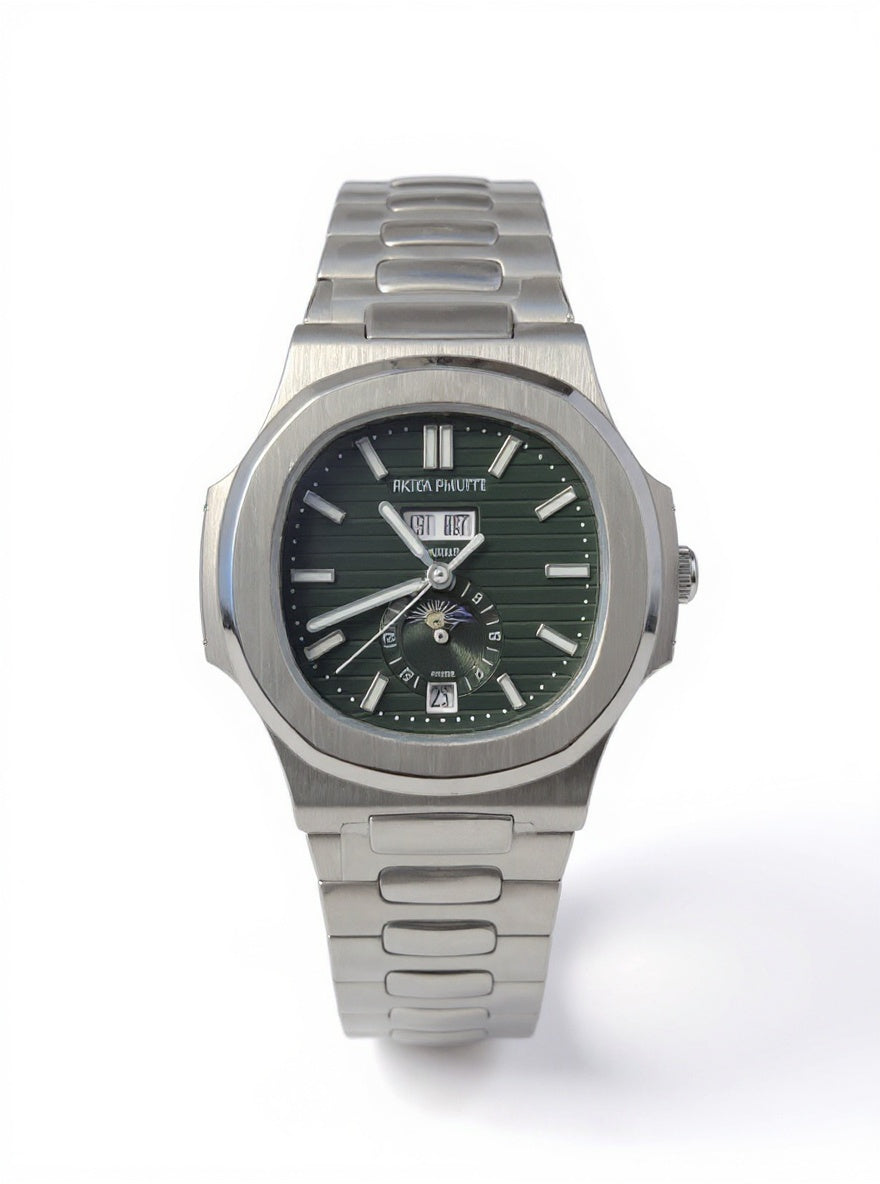 PATEK PHLIPPE Nautilus-Style Moonphase – Green Dial (Full Stainless Steel)