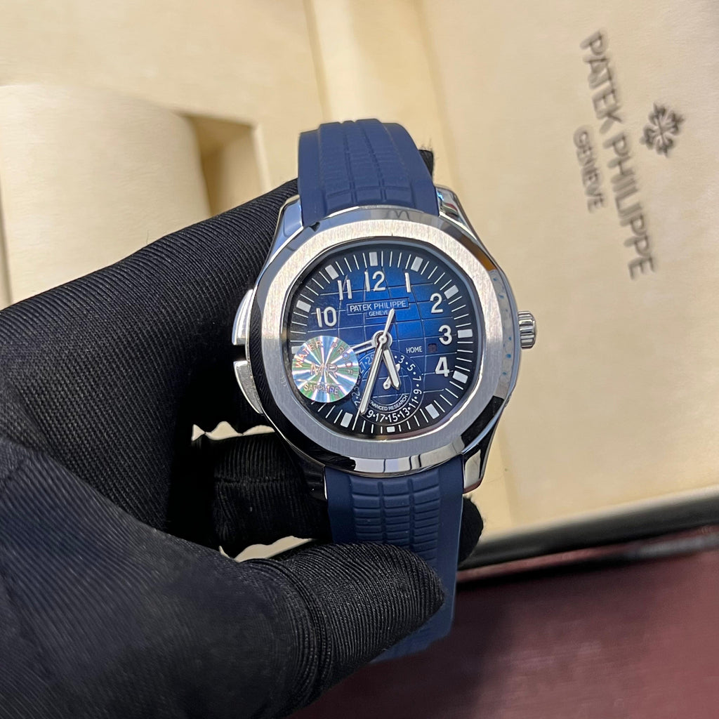 Patek Phlippe Blue Aquanaut-Style Stainless Steel Watch