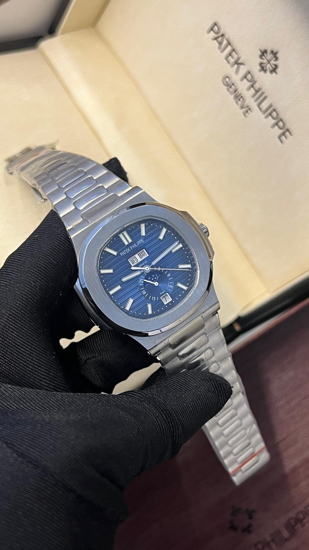 PATEK PHLIPPE Nautilus-Style Moonphase – Navy blue Dial (Full Stainless Steel)