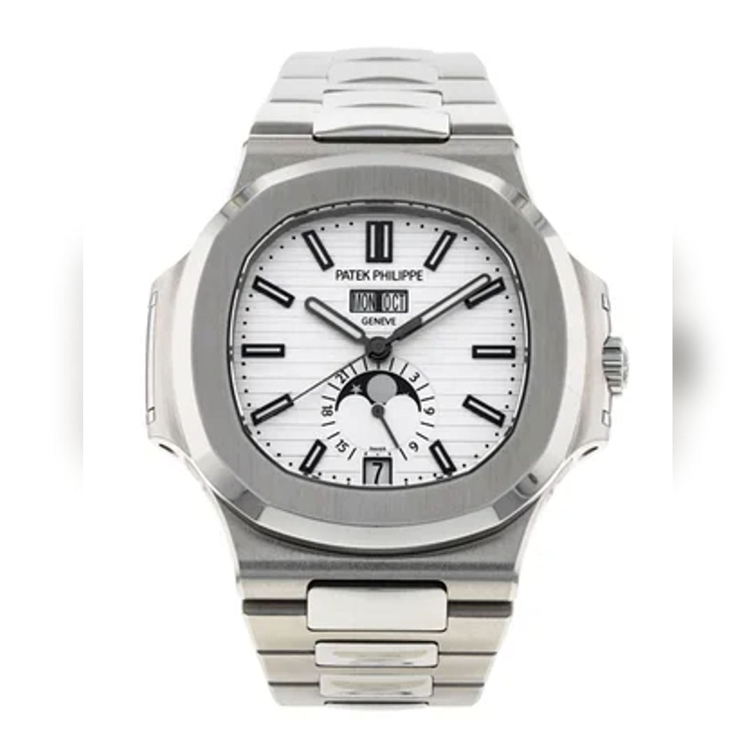 PATEK PHLIPPE Nautilus-Style Moonphase – White Dial (Full Stainless Steel)